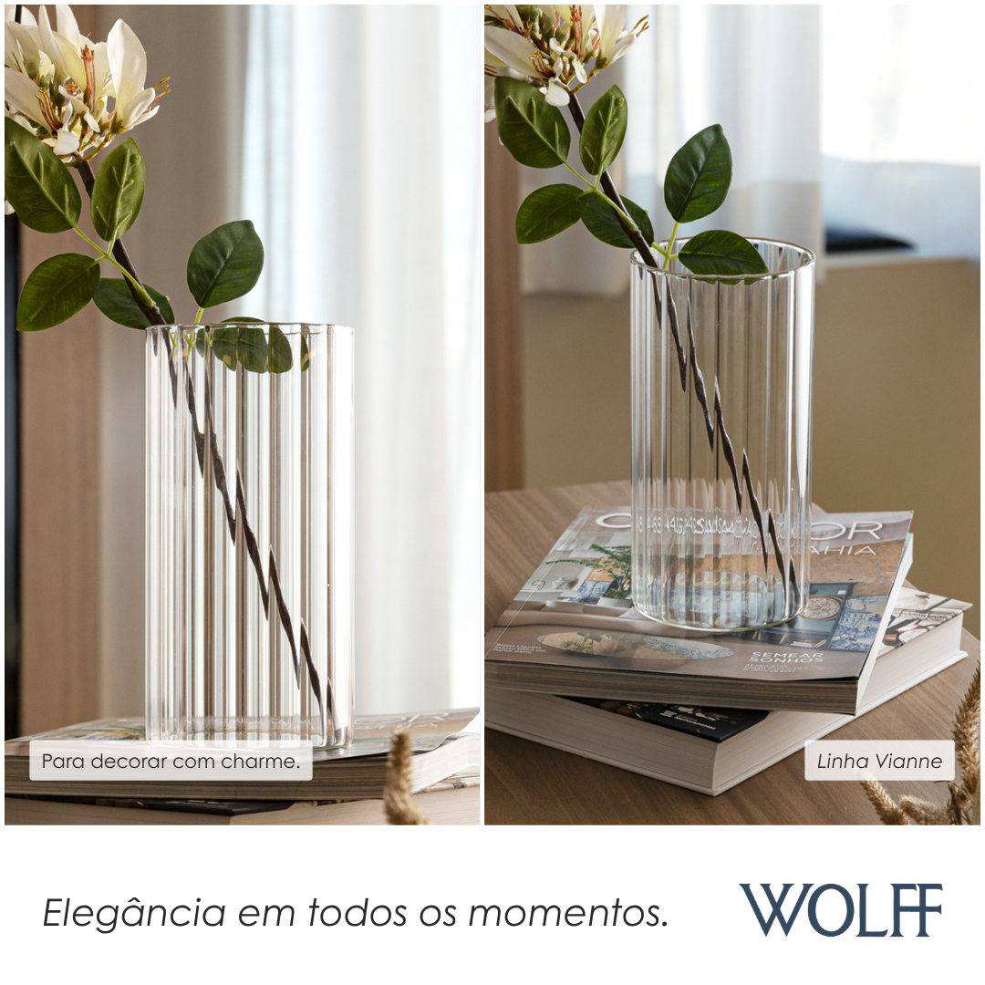 Vaso Canelado Vianne 20cm x 10cm Vidro Borossilicato - Wolff