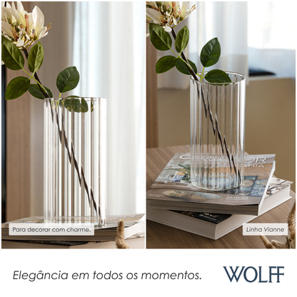 Vaso Canelado Vianne 20cm x 10cm Vidro Borossilicato - Wolff