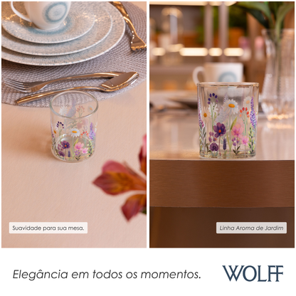 Conjunto 2 Porta Velas Aroma de Jardim Vidro - Wolff