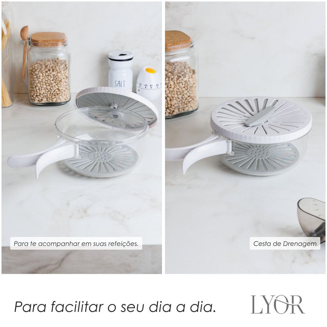 Cesta de Drenagem com Cabo Dobrável 15cm x 15cm x 8,5cm Branca Plástico - Lyor