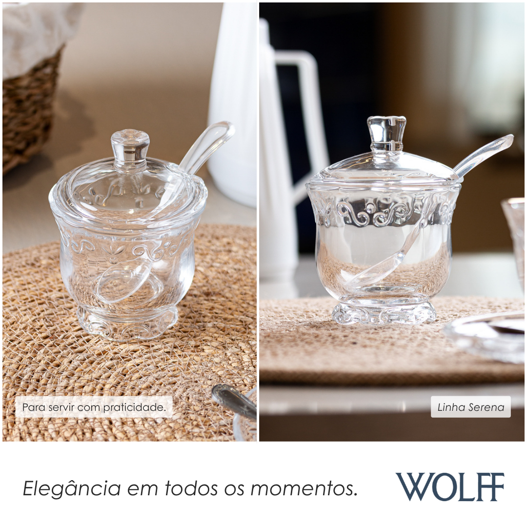 Açucareiro com Tampa e Colher Serena 180ml Cristal - Wolff