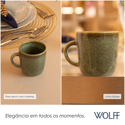 Caneca Raízes 170ml Verde Cerâmica - Wolff