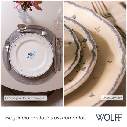 Prato Raso Florescer 27cm Azul Cerâmica - Wolff