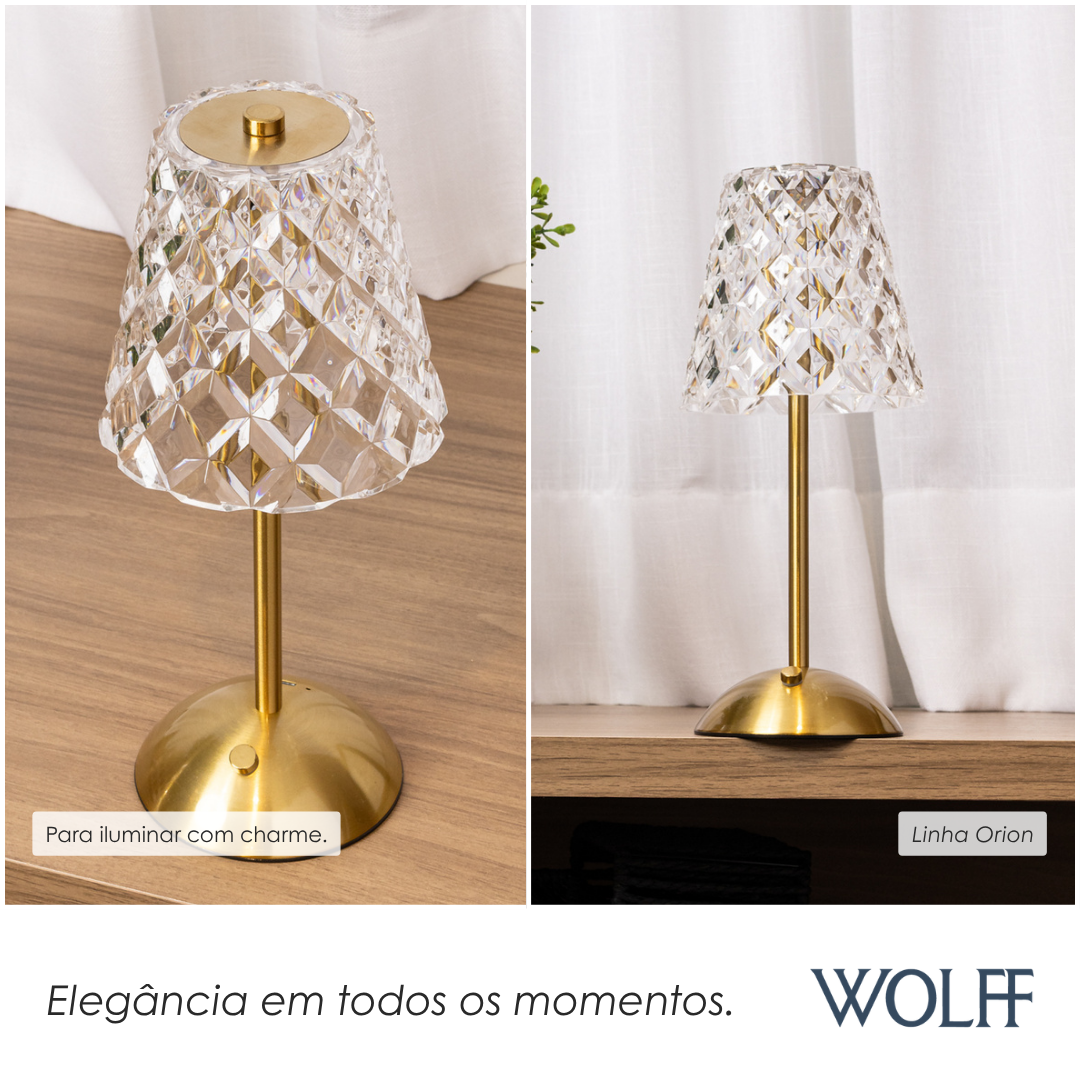 Luminária de Mesa Led 3 Tons Usb Orion Dourado Metal - Wolff