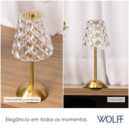 Luminária de Mesa Led 3 Tons Usb Orion Dourado Metal - Wolff