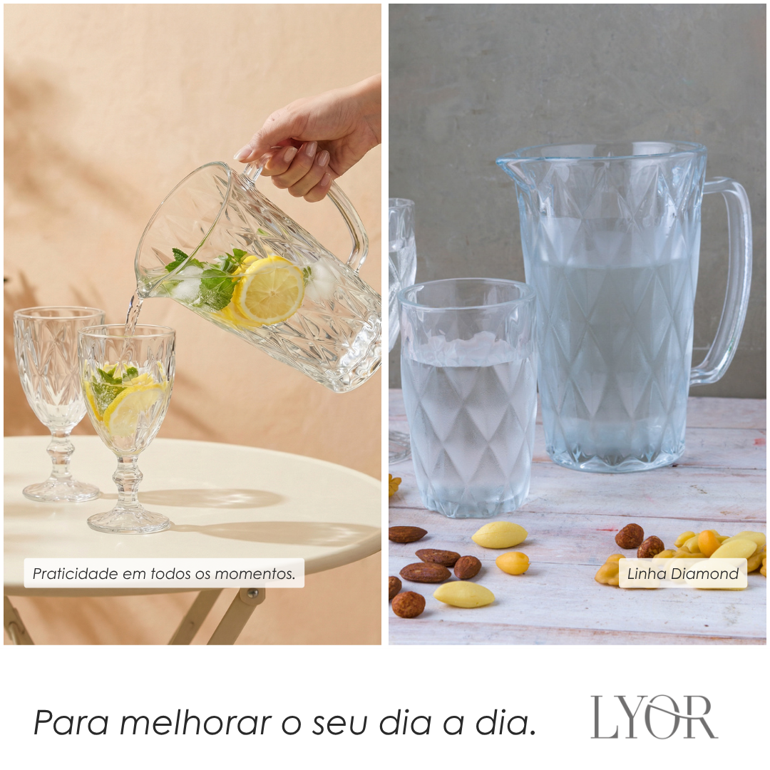 Jarra de Vidro Diamond 1L - Lyor