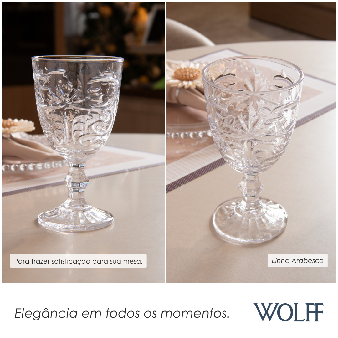 Taça de Água Arabesco 320ml Cristal Ecológico - Wolff