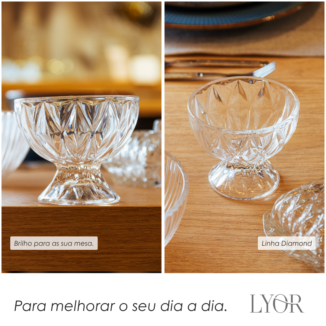 Taça de Sobremesa de Cristal Ecológico Diamond 120ml - Lyor