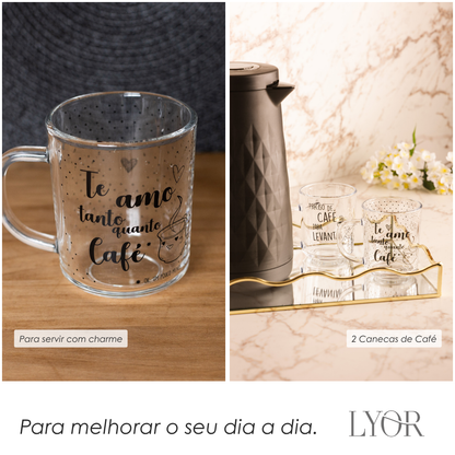 Conjunto 2 Canecas de Vidro Te Amo 220ml - Lyor