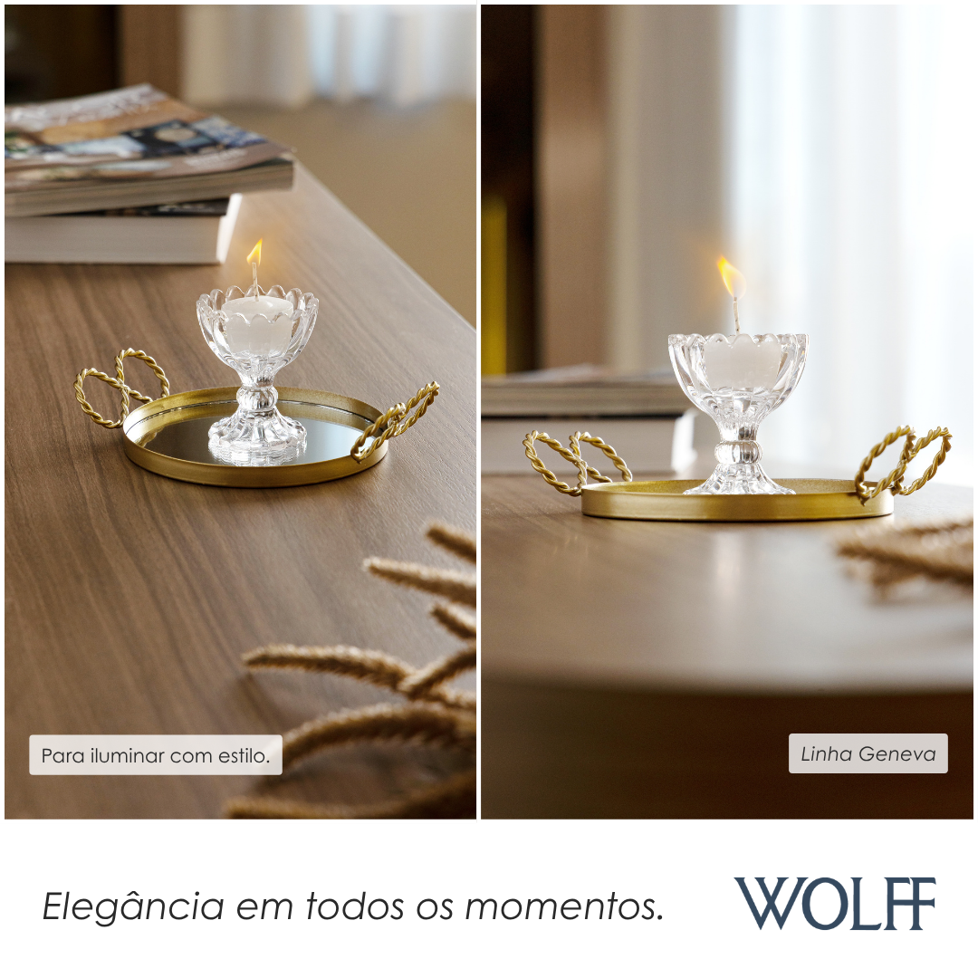 Conjunto 2 Porta Velas Geneva 6cm x 6cm x 7cm Cristal - Wolff