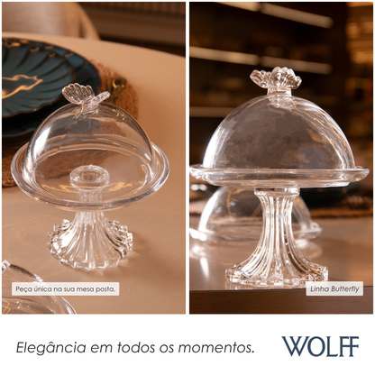 Prato para Doce Butterfly 15cm x 15cm x 18cm Cristal Ecológico - Wolff