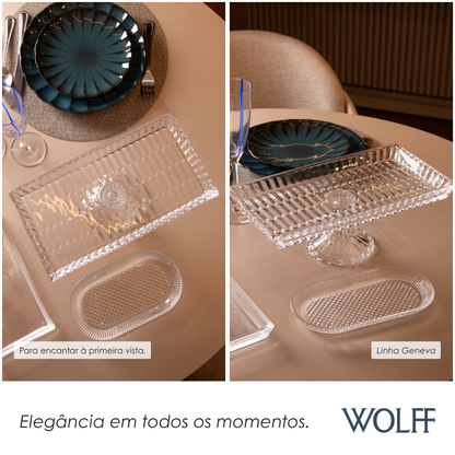 Travessa Geneva com Pé 34,5cm x 18,5cm x 11,5cm Cristal Ecológico - Wolff