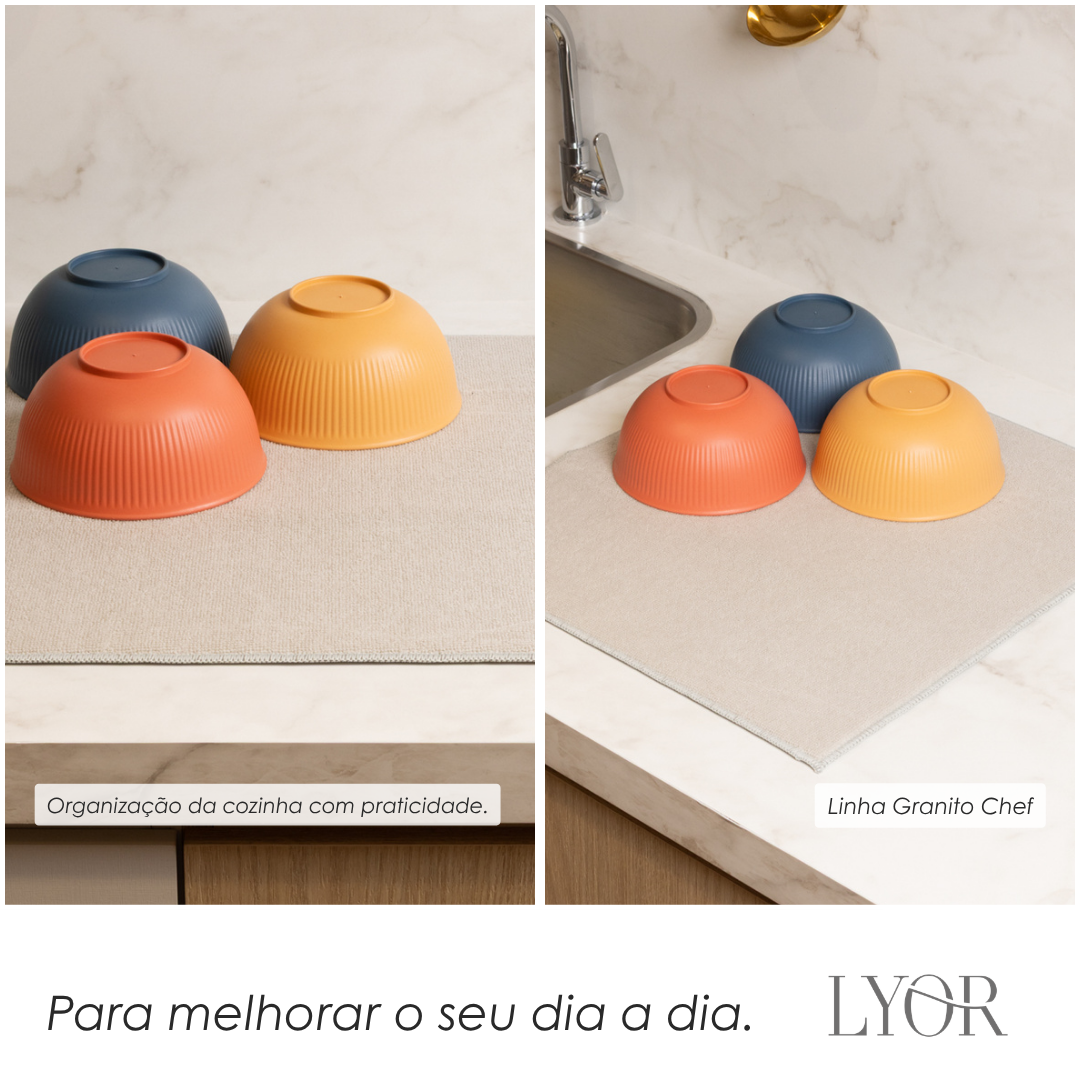 Tapete para Secar Louça 45cm x 40cm Cinza Microfibra - Lyor
