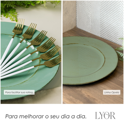 Sousplat Patinado de Plástico Opala Verde - Lyor