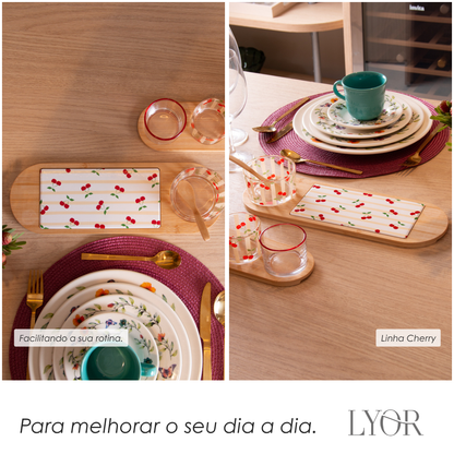 Conjunto 4 Peças para Servir Cherry 36cm x 12cm x 6cm Bambu - Lyor