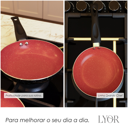 Frigideira Granito Chef Vermelho 16cm Alumínio com Revestimento Antiaderente - Lyor