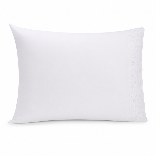Jogo 2 Fronhas Bordado Belle Maison 50cm x 70cm Branco Microfibra - Lyor