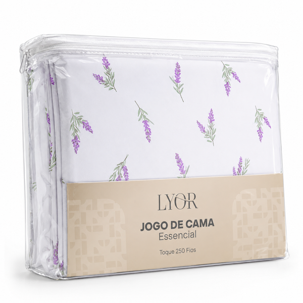 Jogo de Cama Queen Essencial Lavanda Toque 250 Fios Microfibra - Lyor