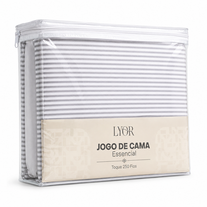 Jogo de Cama Solteiro Essencial Lines Toque 250 Fios Microfibra - Lyor