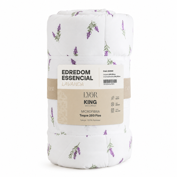 Edredom Essencial Lavanda Casal Toque 250 Fios Microfibra - Lyor