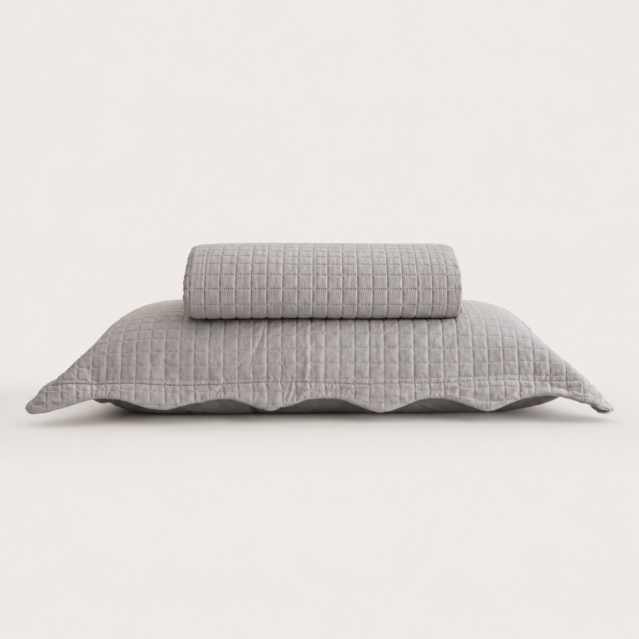 Colcha Matelassê Quadrat Solteiro com 1 Porta Travesseiro Cinza Microfibra - Lyor