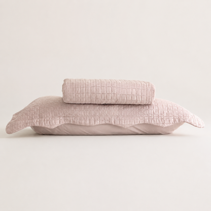 Colcha Matelassê Quadrat Solteiro com 1 Porta Travesseiro Rosa Microfibra - Lyor