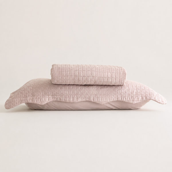 Colcha Matelassê Quadrat Solteiro com 1 Porta Travesseiro Rosa Microfibra - Lyor