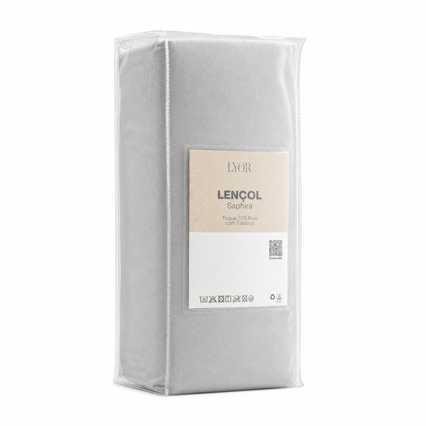 Lençol com Elástico Saphira King Toque 300 Fios Cinza Microfibra - Lyor