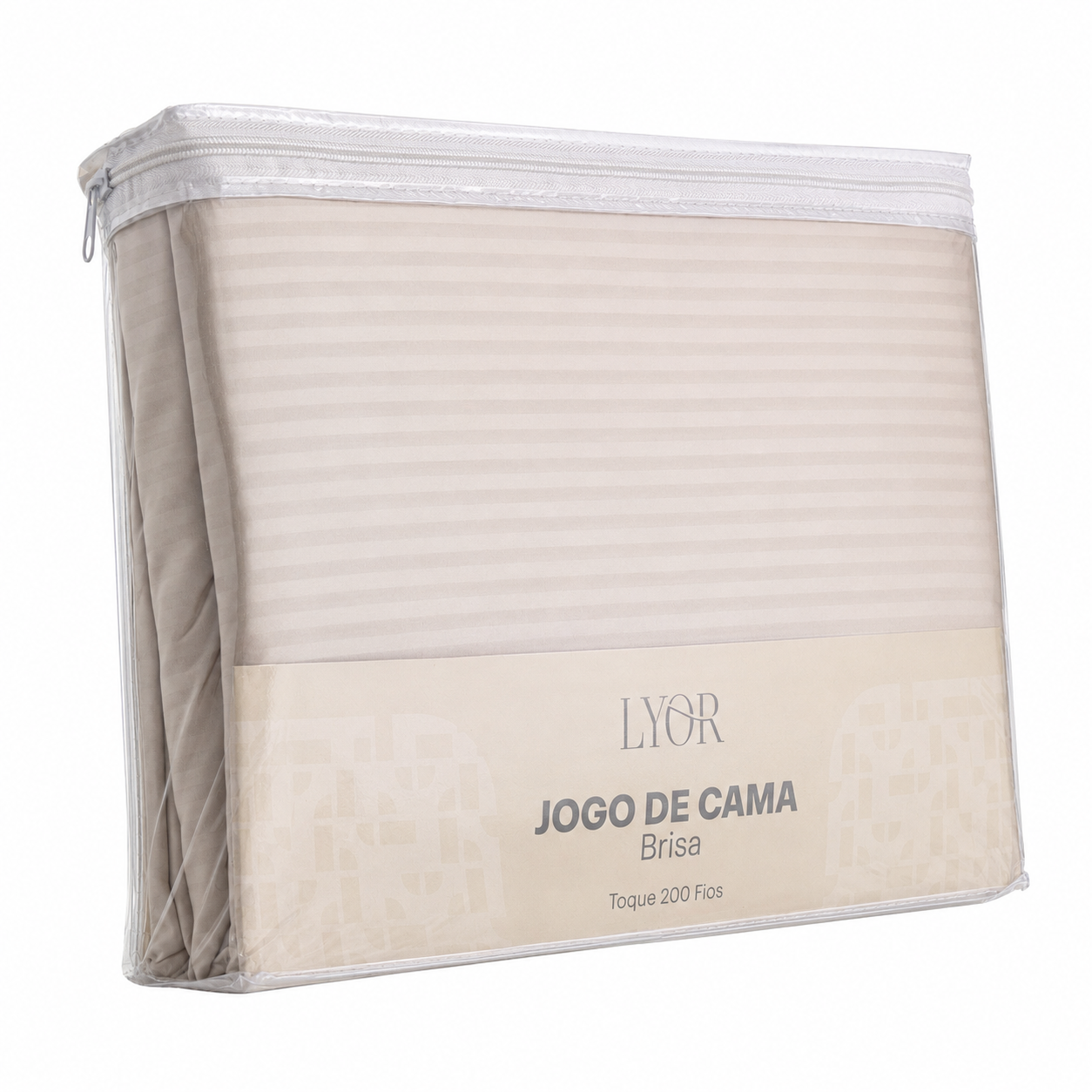 Jogo de Cama King Brisa Toque 200 Fios Bege Microfibra - Lyor