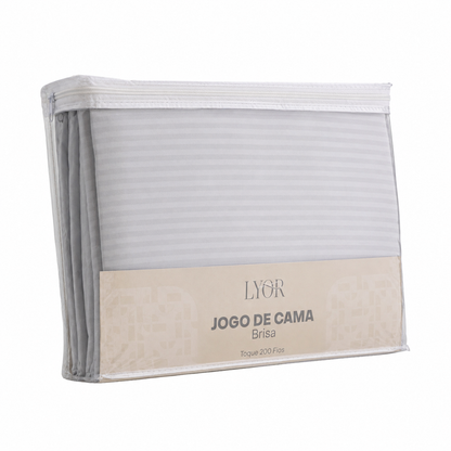 Jogo de Cama King Brisa Toque 200 Fios Cinza Microfibra - Lyor