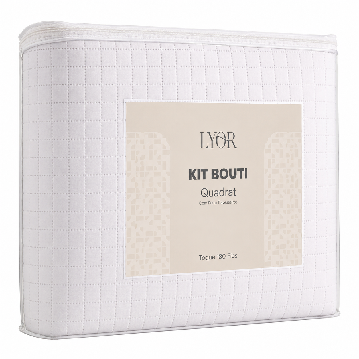 Colcha Matelassê Quadrat Queen com 2 Porta Travesseiros Branco Microfibra - Lyor