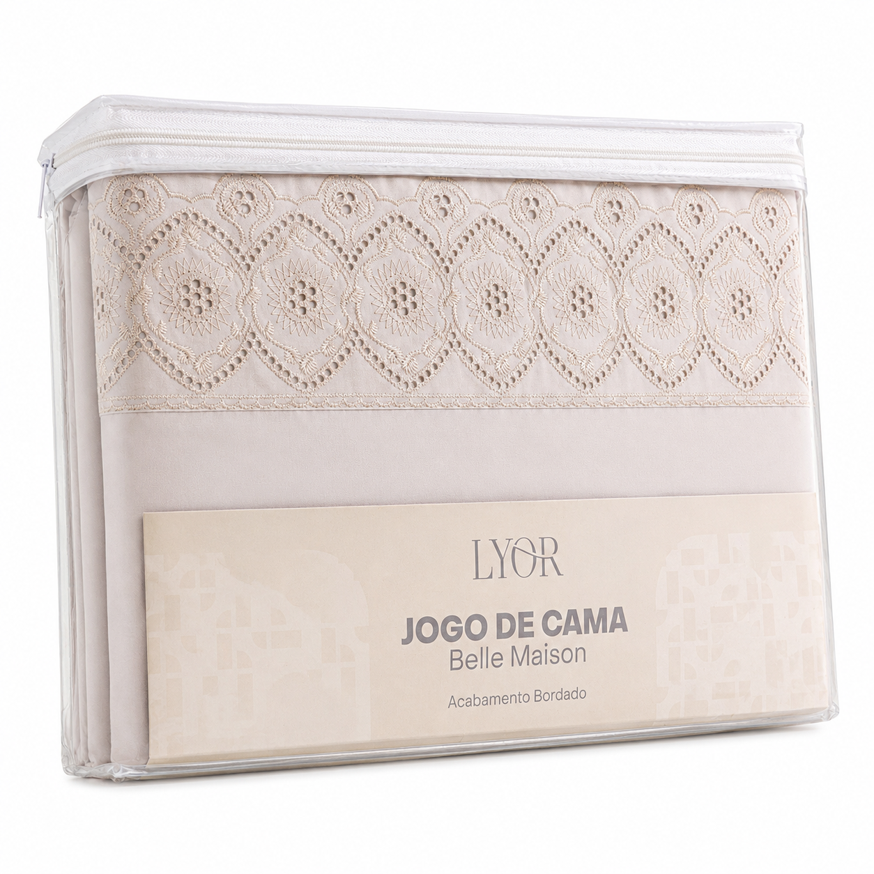 Jogo de Cama Bordado Casal Belle Maison Rosa Microfibra - Lyor