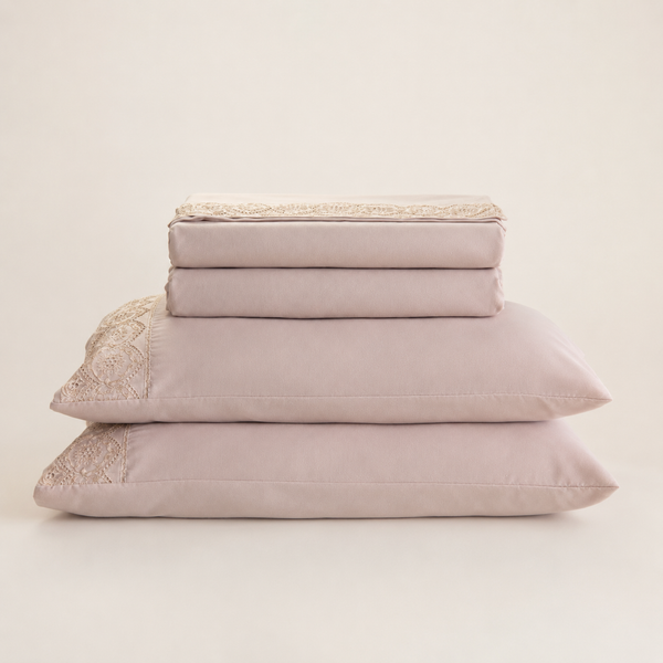 Jogo de Cama Bordado Queen Belle Maison Rosa Microfibra - Lyor
