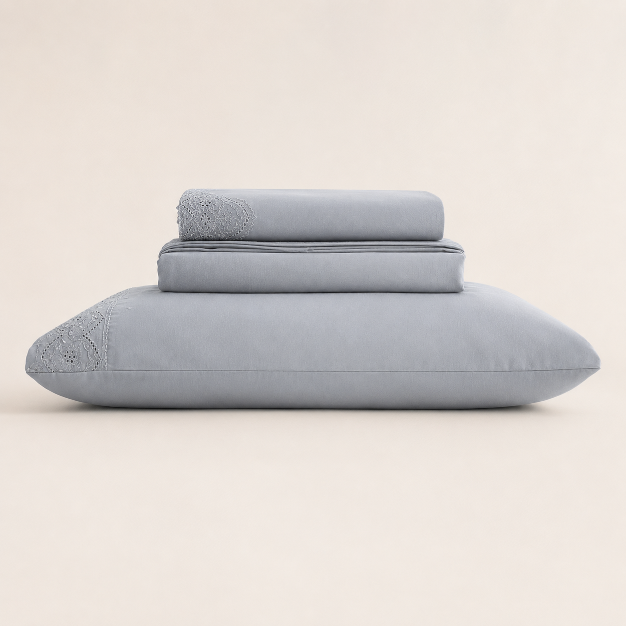 Jogo de Cama Bordado Solteiro Belle Maison Cinza Microfibra - Lyor