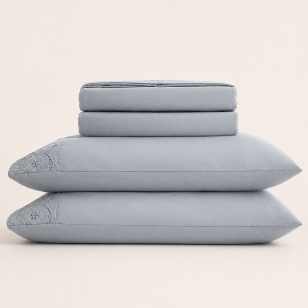 Jogo de Cama Bordado King Belle Maison Cinza Microfibra - Lyor