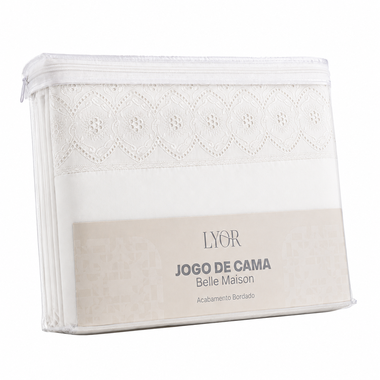Jogo de Cama Bordado Solteiro Belle Maison Branco Microfibra - Lyor