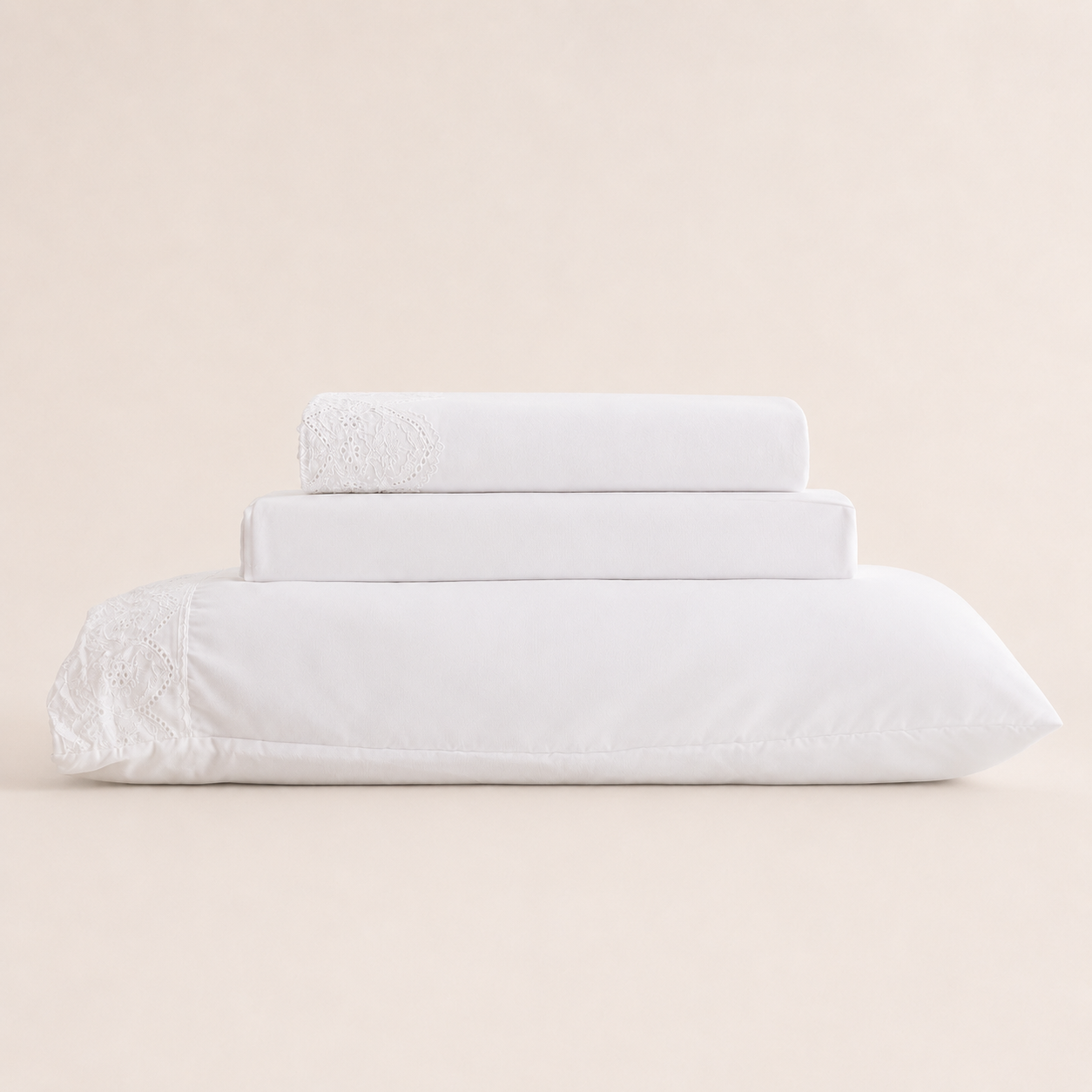 Jogo de Cama Bordado Solteiro Belle Maison Branco Microfibra - Lyor