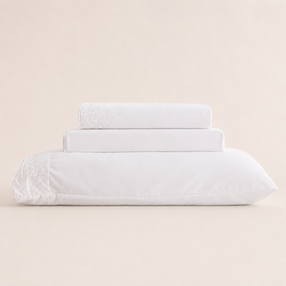 Jogo de Cama Bordado Solteiro Belle Maison Branco Microfibra - Lyor