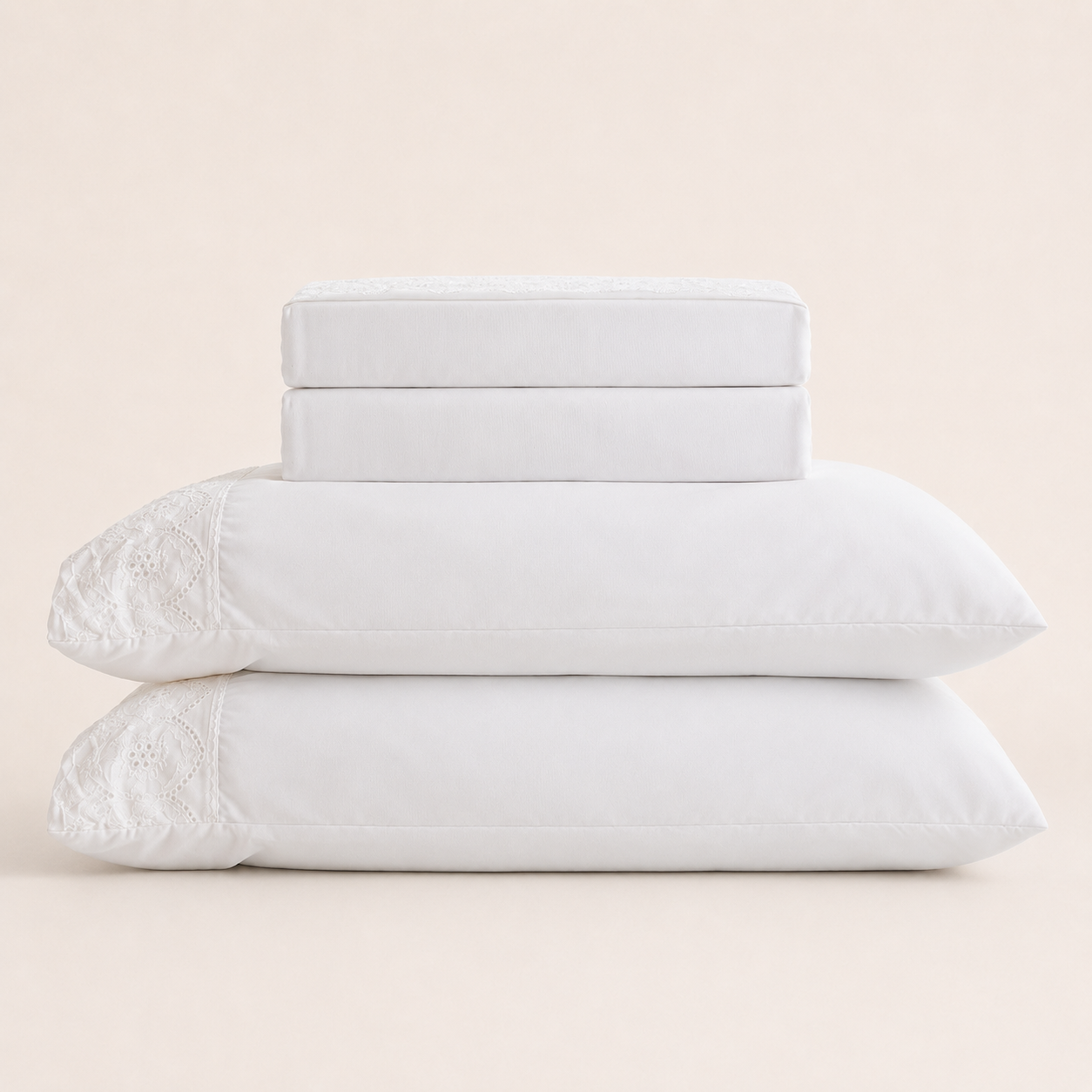 Jogo de Cama Bordado Casal Belle Maison Branco Microfibra - Lyor