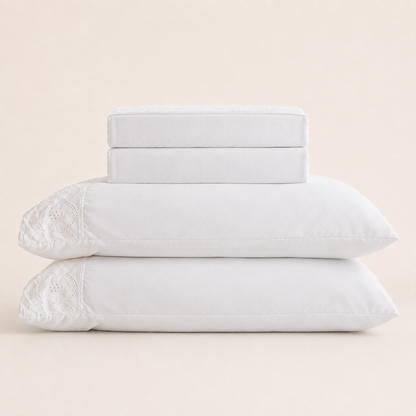 Jogo de Cama Bordado Casal Belle Maison Branco Microfibra - Lyor