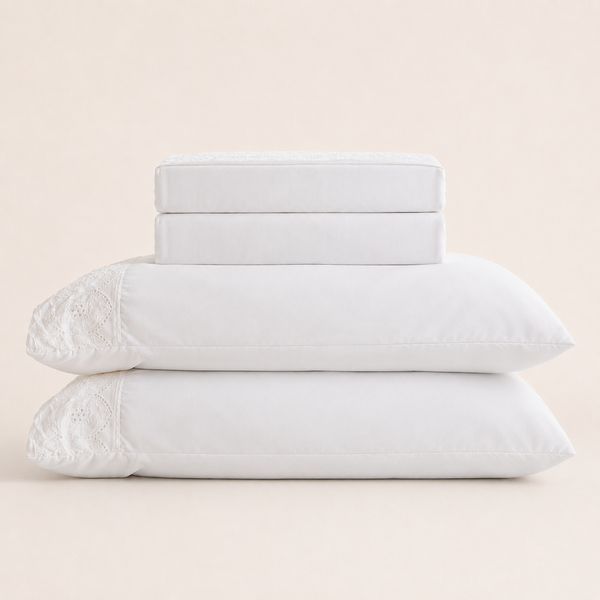 Jogo de Cama Bordado Queen Belle Maison Branco Microfibra - Lyor