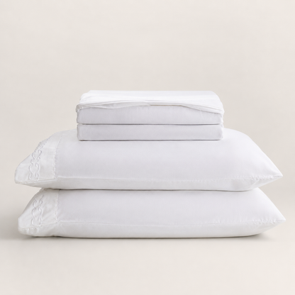 Jogo de Cama Bordado Queen Duquesa Branco Microfibra - Lyor