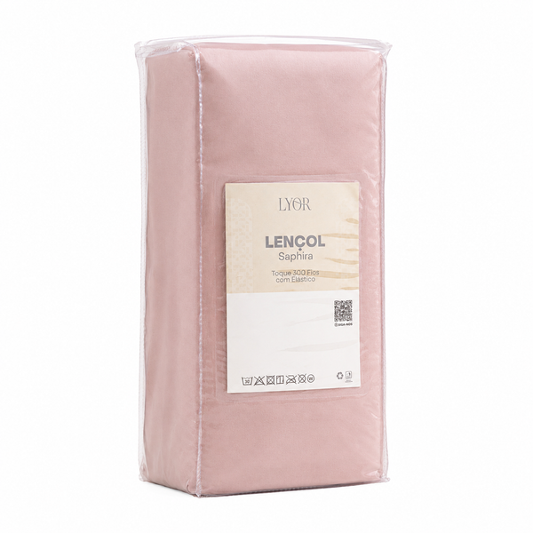Lençol com Elástico Saphira King Toque 300 Fios Rosa Microfibra - Lyor