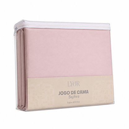 Jogo de Cama Saphira King Toque 300 Fios Rosa Microfibra - Lyor
