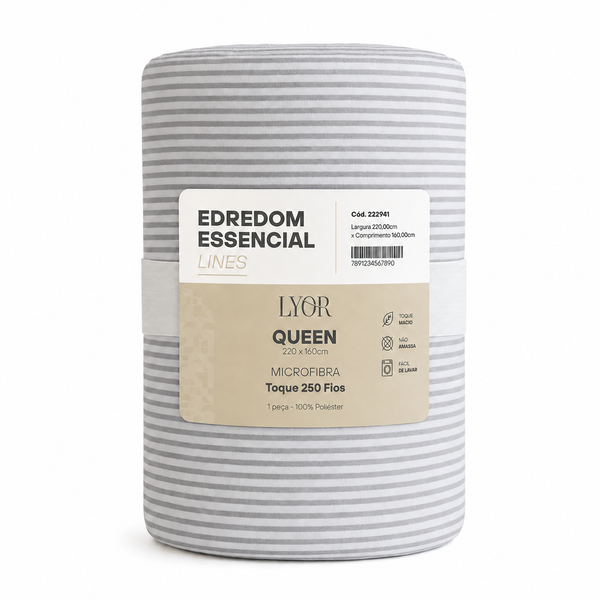 Edredom Essencial Lines Queen Toque 250 Fios Microfibra - Lyor