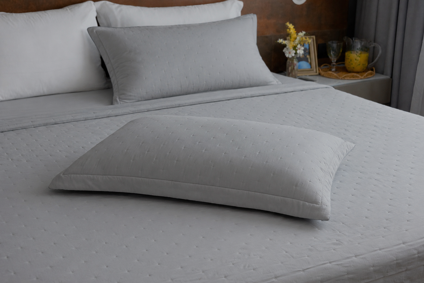 Fronha Saphira 50cm x 70cm Toque 300 Fios Cinza Microfibra - Lyor