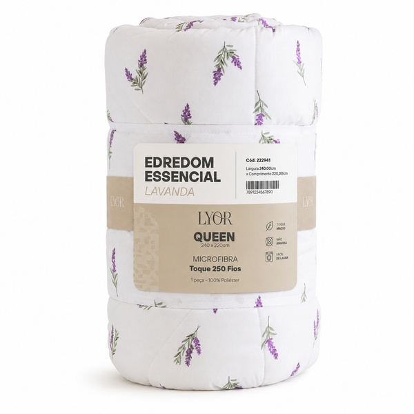 Edredom Essencial Lavanda Queen Toque 250 Fios Microfibra - Lyor