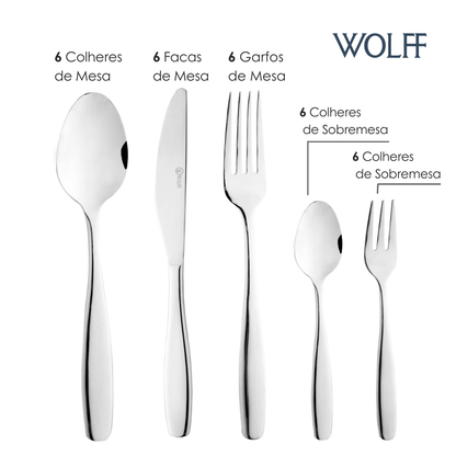 Faqueiro 30 Peças de Aço Inox Cannes - Wolff