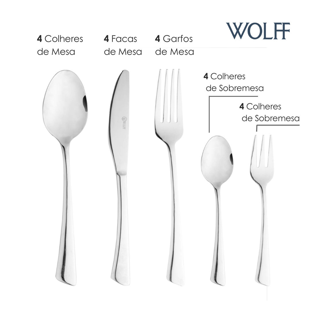Faqueiro 20 Peças de Aço Inox Verona - Wolff