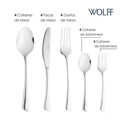 Faqueiro 20 Peças de Aço Inox Verona - Wolff